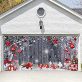 Aperturee - Aperturee Wood Grain Festive Christmas Vibe Garage Door Banner